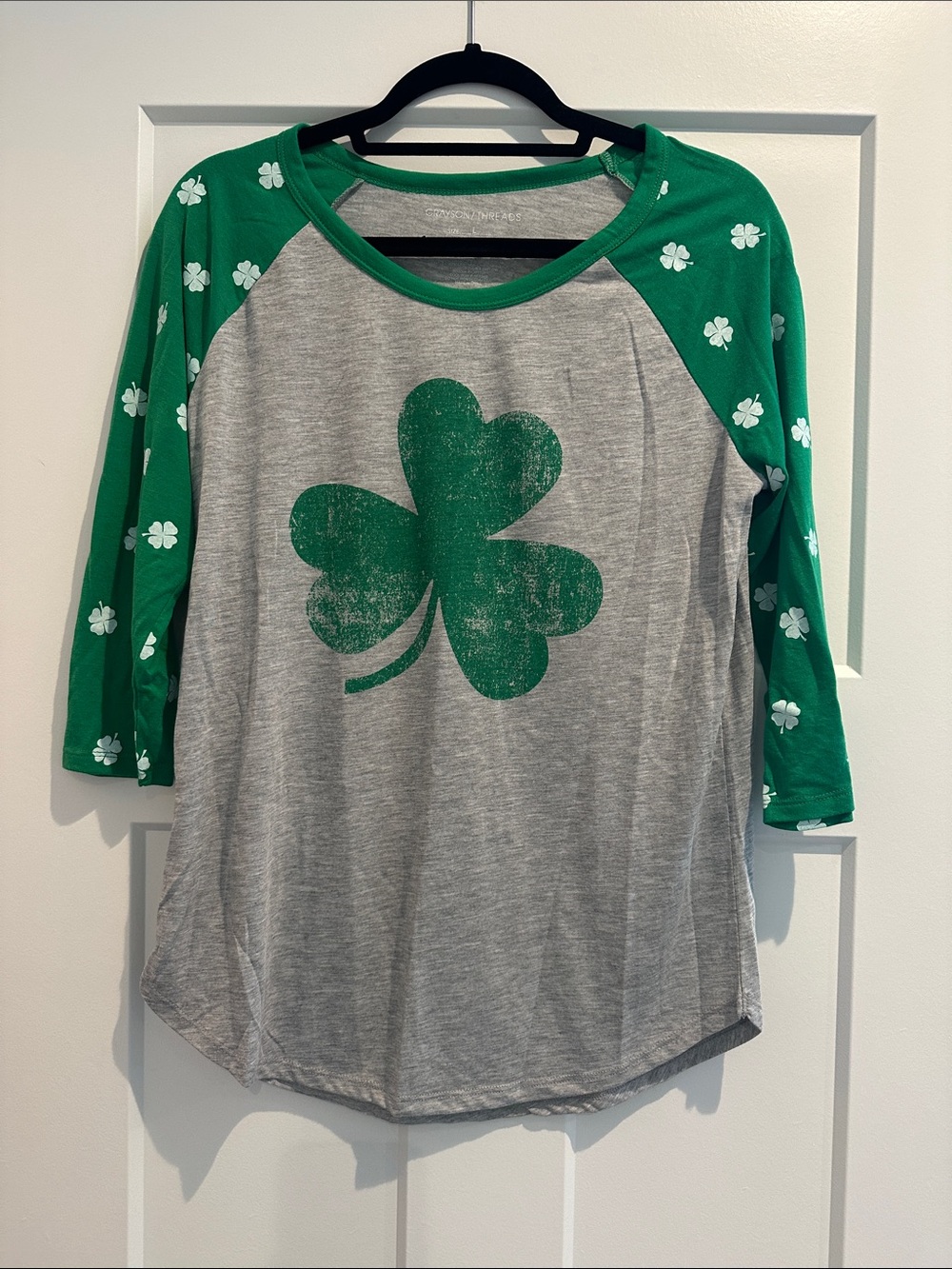 Green Shamrock Raglan Women's Top - St. Patrick's Day Tee